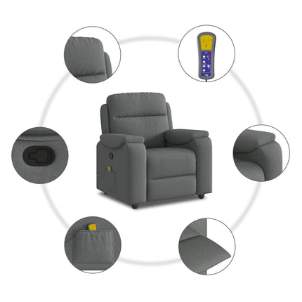 Massage Recliner Chair Dark Grey Fabric