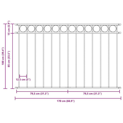Fence Element ASSEN Grey 66.93 x 39.37 in Steel