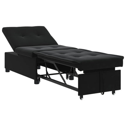Sofa Bed Black 76.38 x 26.38 x 32.28 in Velvet
