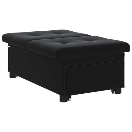 Sofa Bed Black 76.38 x 26.38 x 32.28 in Velvet