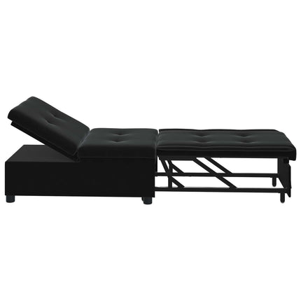 Sofa Bed Black 76.38 x 26.38 x 32.28 in Velvet