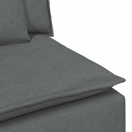 Modular Sofa with Footstool and Cushions Dark Gray