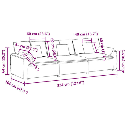 Modular Sofa with Cushions Dark Gray