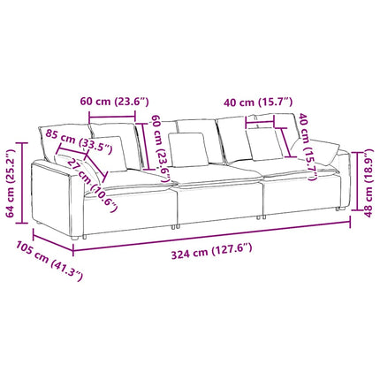 Modular Sofa with Cushions Dark Gray
