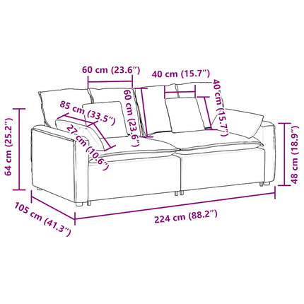 Modular Sofa with Cushions Dark Gray