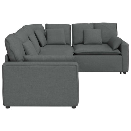 Modular Sofa with Cushions Fabric Dark Gray
