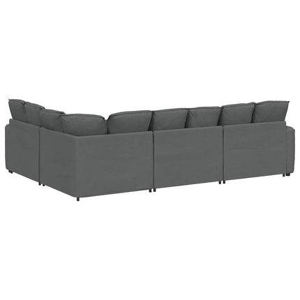 Modular Sofa with Cushions Fabric Dark Gray