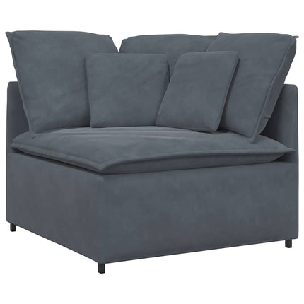 Modular Sofa with Cushions Velvet Dark Gray