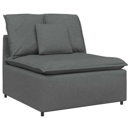 Modular Sofa with Footstool&Cushions Fabric Dark Gray