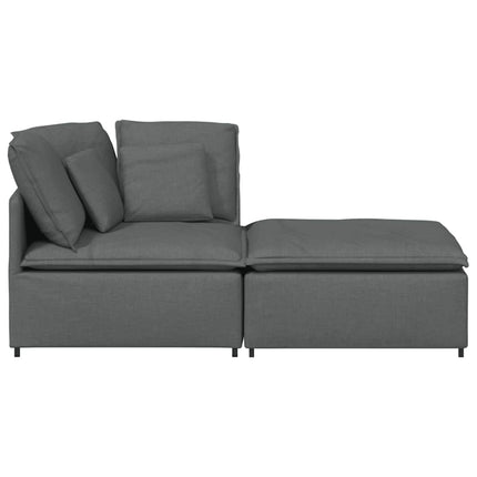 Modular Sofa with Footstool&Cushions Fabric Dark Gray