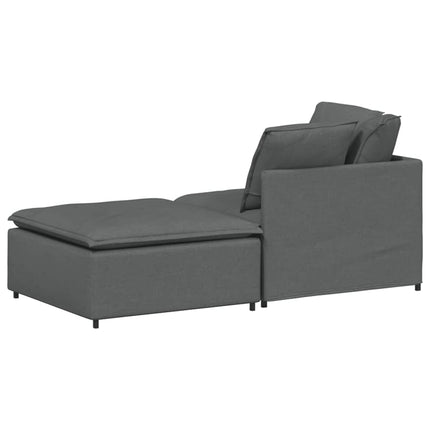 Modular Sofa with Footstool&Cushions Fabric Dark Gray