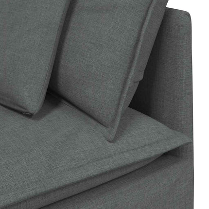 Modular Sofa with Footstool&Cushions Fabric Dark Gray