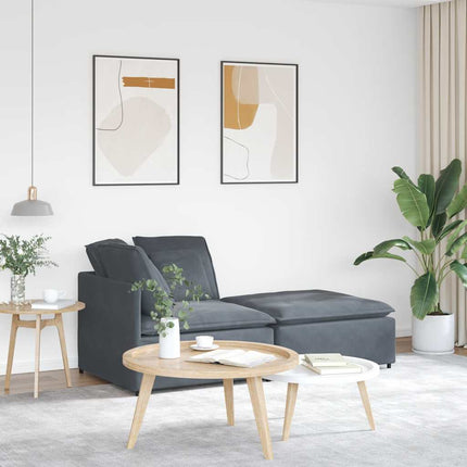 Modular Sofa with Footstool&Cushions Velvet Dark Gray