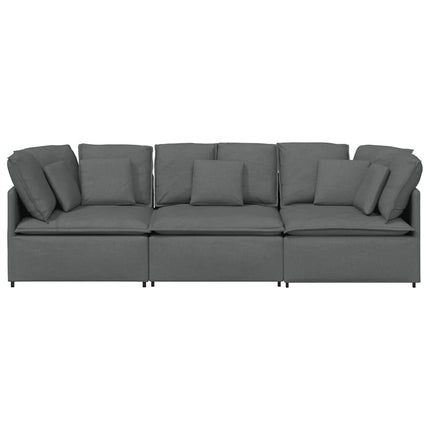 Modular Sofa with Cushions Fabric Dark Gray