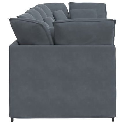 Modular Sofa with Cushions Velvet Dark Gray