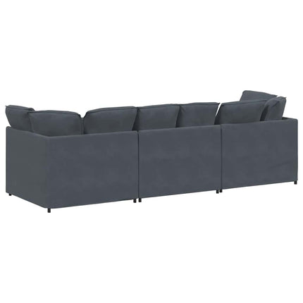 Modular Sofa with Cushions Velvet Dark Gray