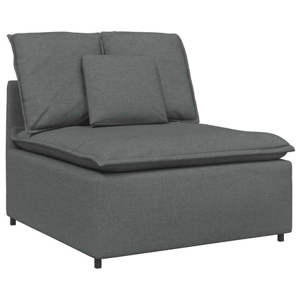 Modular Sofa with Footstool&Cushions Fabric Dark Gray