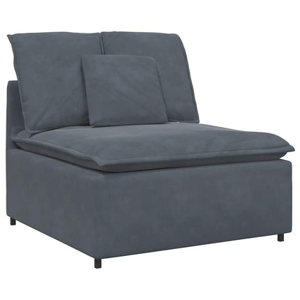 Modular Sofa with Footstool&Cushions Velvet Dark Gray