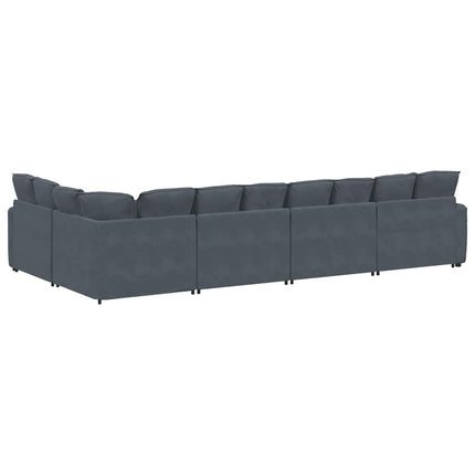 Modular Sofa with Cushions Velvet Dark Gray