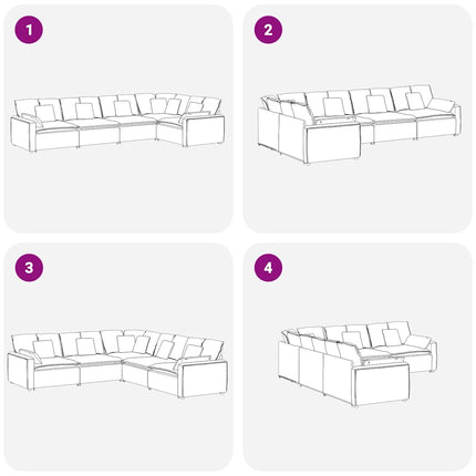 Modular Sofa with Cushions Velvet Dark Gray