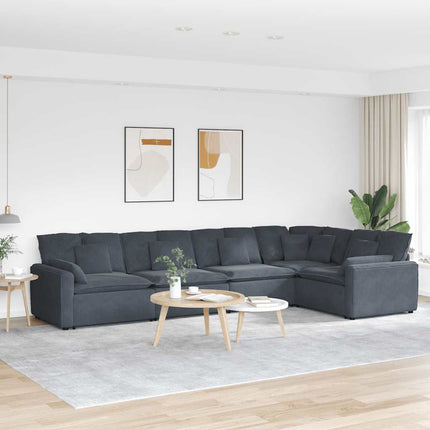 Modular Sofa with Cushions Velvet Dark Gray