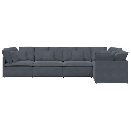 Modular Sofa with Cushions Velvet Dark Gray
