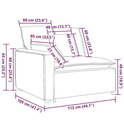 Modular Sofa Armrest End Module with Cushions Dark Gray 39.4