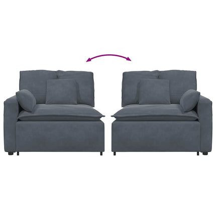 Modular Sofa Armrest End Module with Cushions Dark Gray 39.4