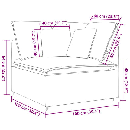 Modular Sofa Corner Module with Cushions Dark Gray 39.4