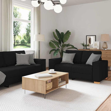 Sofa 3 pcs Black 86.61 x 31.50 x 33.07 in Linen-blend Fabric