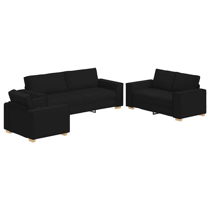 Sofa 3 pcs Black 86.61 x 31.50 x 33.07 in Linen-blend Fabric