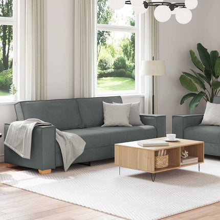 2 Piece Sofa Set with Cushions Dark Gray Fabric