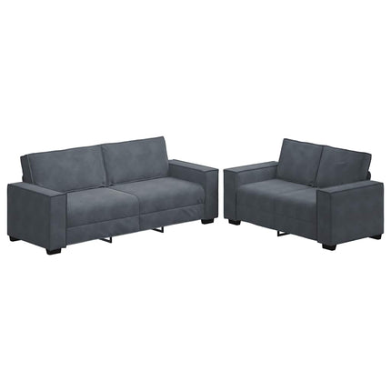 2 Piece Sofa Set with Cushions Dark Gray Velvet