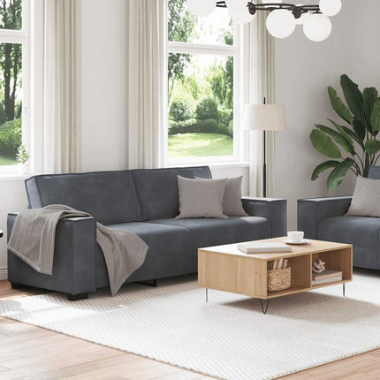 2 Piece Sofa Set with Cushions Dark Gray Velvet