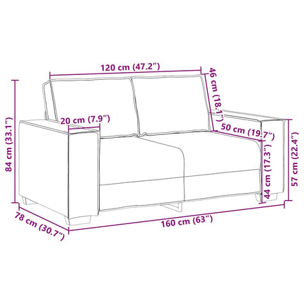 2-Seater Sofa Black 63.0"x30.7"x33.1" Fabric