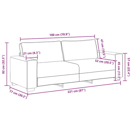 3-Seater Sofa Dark Gray 86.6"x30.3"x32.3" Fabric