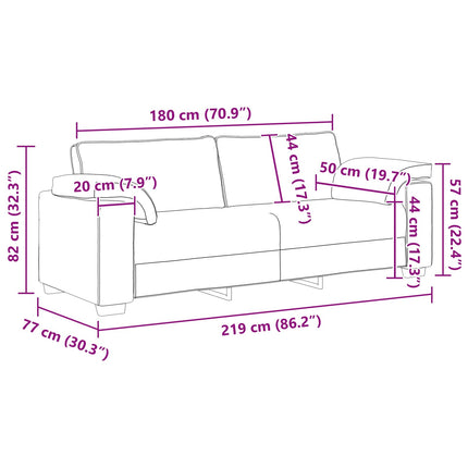 3-Seater Sofa Black 86.61 in Fabric