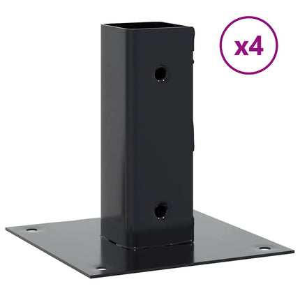 Post Bases Square 4 pcs Anthracite 1.81x1.81" Powder-coated Steel