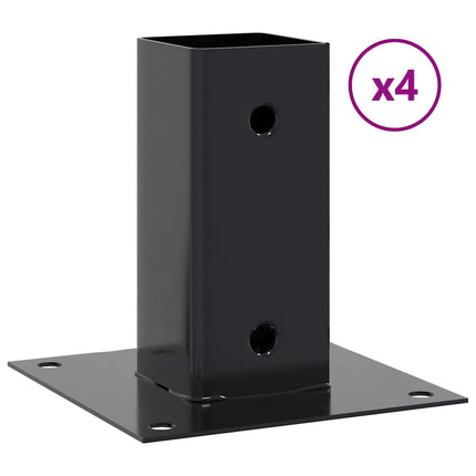 Post Bases Square 4 pcs Anthracite 2.40x2.40" Powder-coated Steel