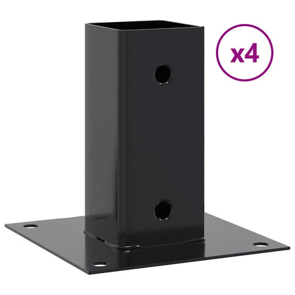 Post Bases Square 4 pcs Anthracite 2.80x2.80" Powder-coated Steel