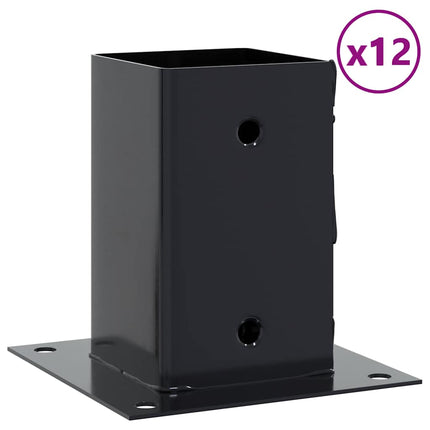 Post Bases Square 12 pcs Anthracite 3.58x3.58" Powder-coated Steel