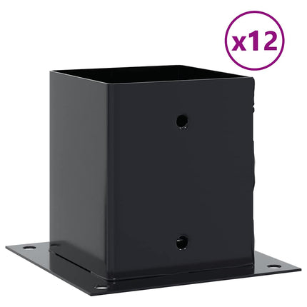 Post Bases Square 12 pcs Anthracite 3.98x3.98" Powder-coated Steel