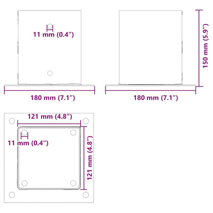 Post Bases Square 4 pcs Anthracite 4.76x4.76" Powder-coated Steel