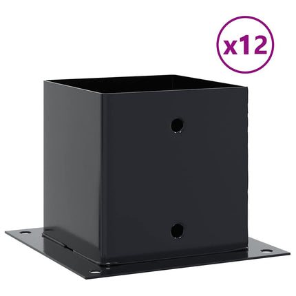 Post Bases Square 12 pcs Anthracite 5.55x5.55" Powder-coated Steel