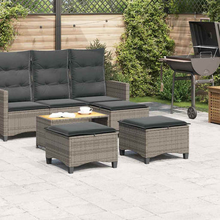 Patio Stools with Cushions 2 pcs Gray 21.7"x21.7"x14.2" Poly Rattan