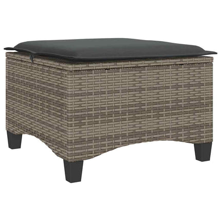 Patio Stools with Cushions 2 pcs Gray 21.7"x21.7"x14.2" Poly Rattan