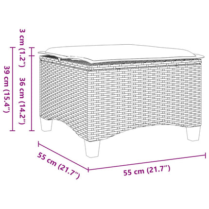 Patio Stools with Cushions 2 pcs Gray 21.7"x21.7"x14.2" Poly Rattan