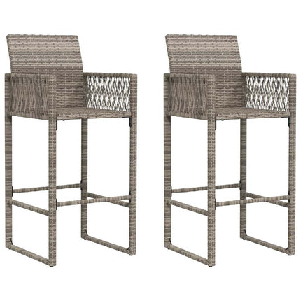3 Piece Patio Bar Set without Cushions Gray Poly Rattan Acacia