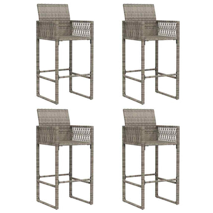 5 Piece Patio Bar Set without Cushions Gray Poly Rattan Acacia
