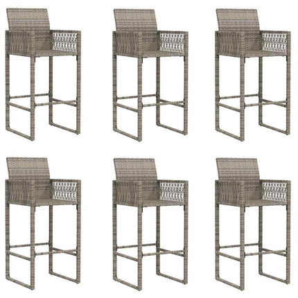 7 Piece Patio Bar Set without Cushions Gray Poly Rattan Acacia